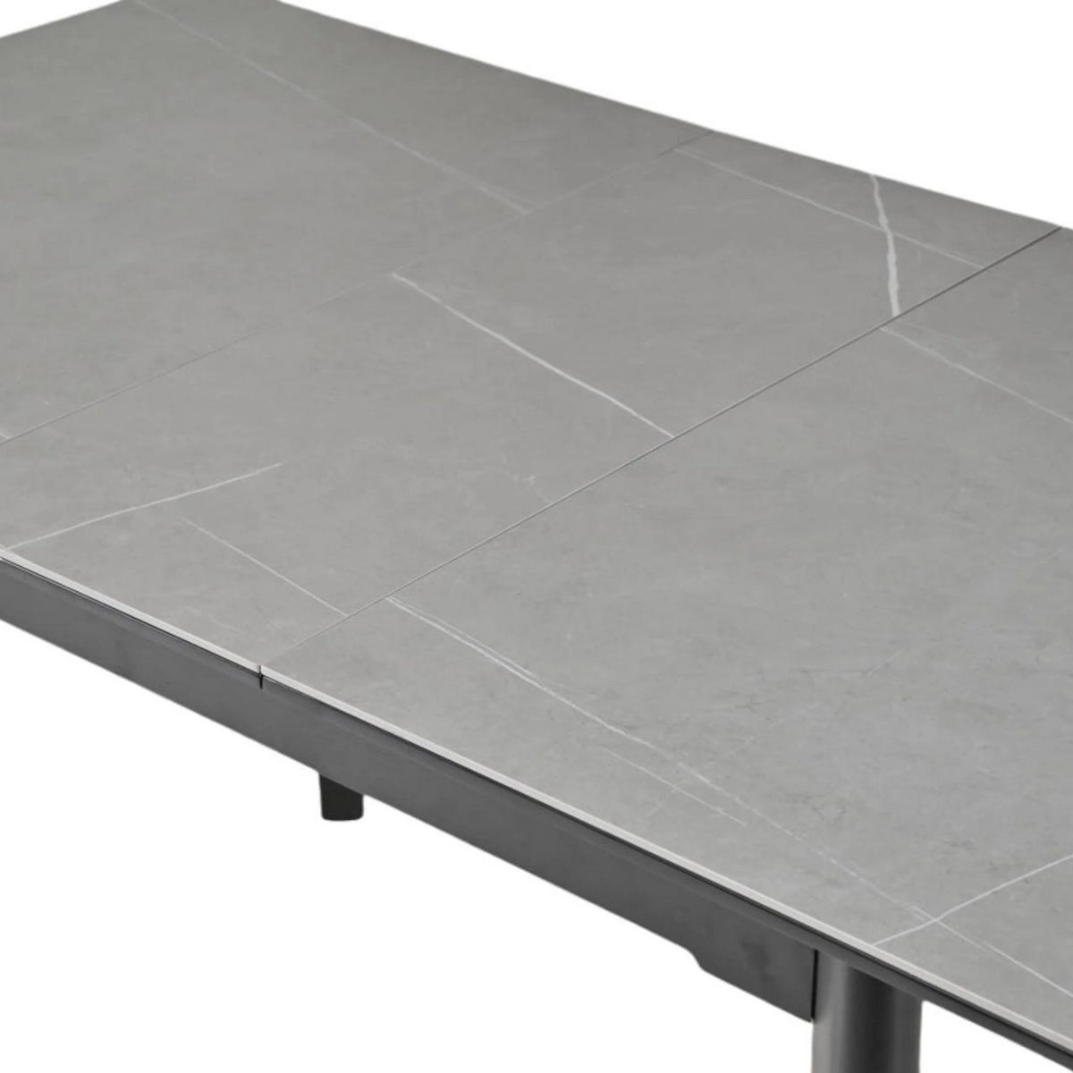 Masa extensibila OSTEN, gri cu efect de marmura/negru, 110/140x80x76 cm