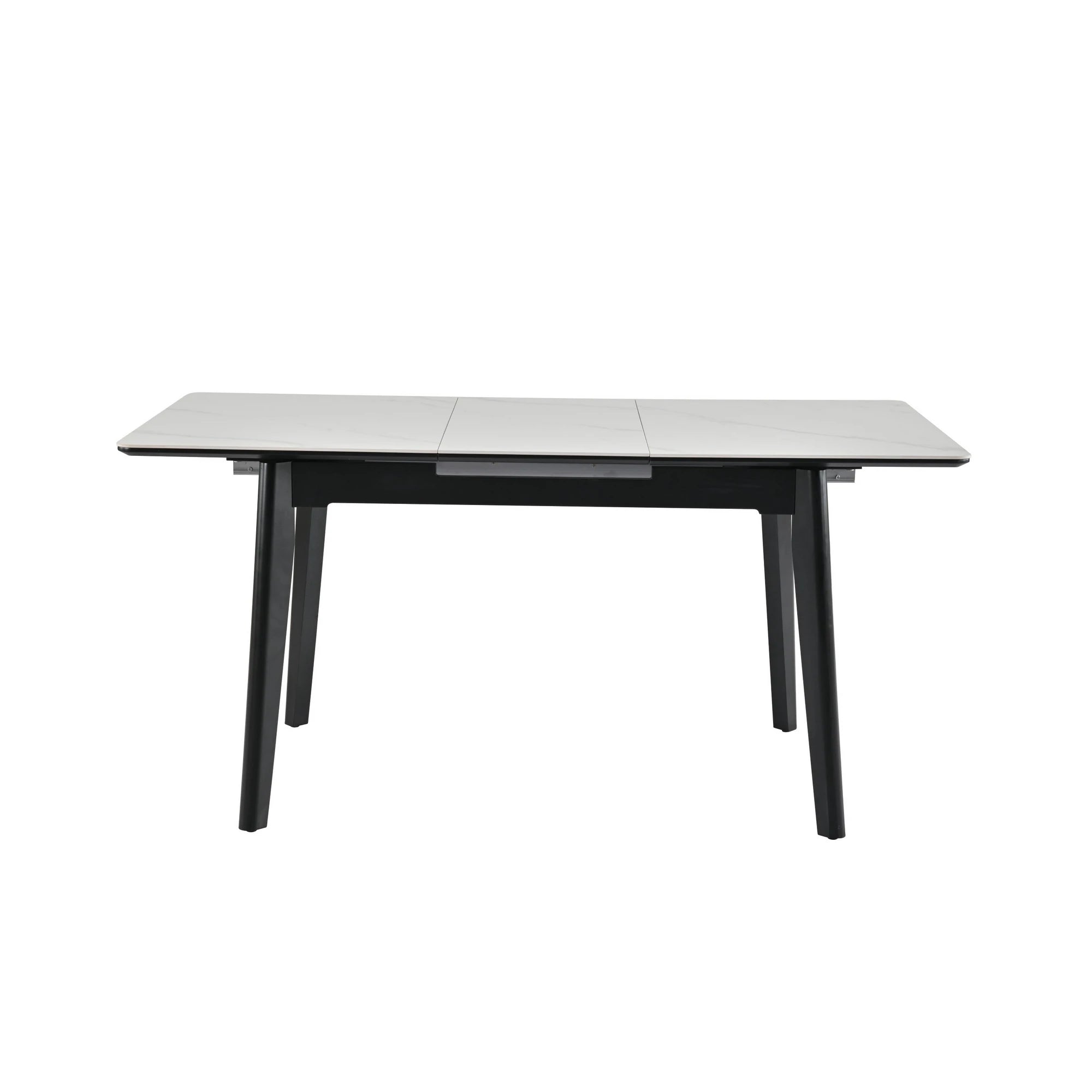 Masa extensibila OSTEN, alb cu efect de marmura/negru, 110/140x80x76 cm