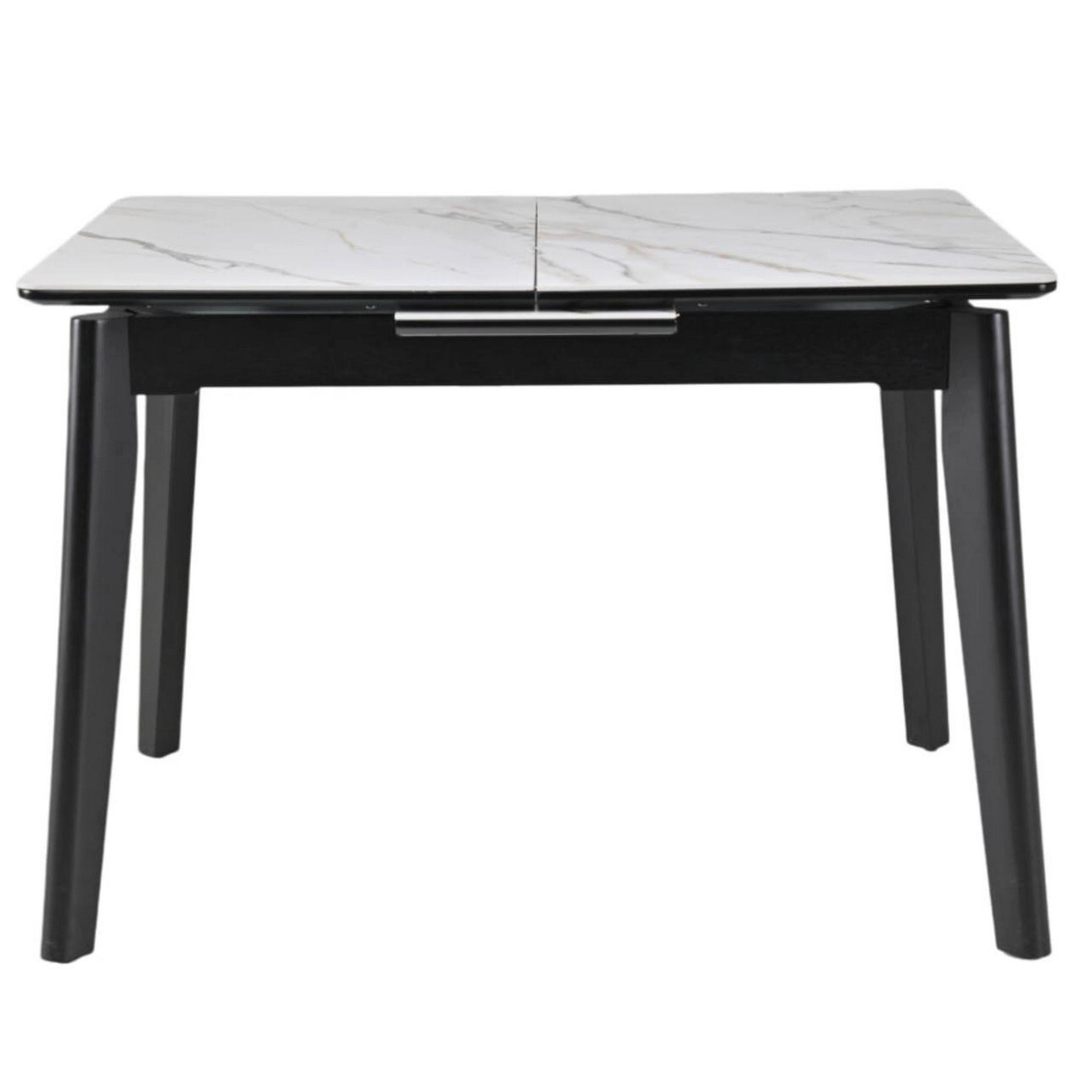 Masa extensibila OSTEN, alb cu efect de marmura/negru, 120/160x80x76 cm