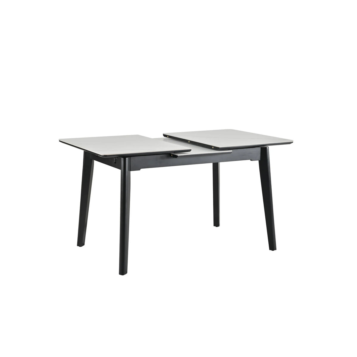 Masa extensibila OSTEN, alb cu efect de marmura/negru, 110/140x80x76 cm