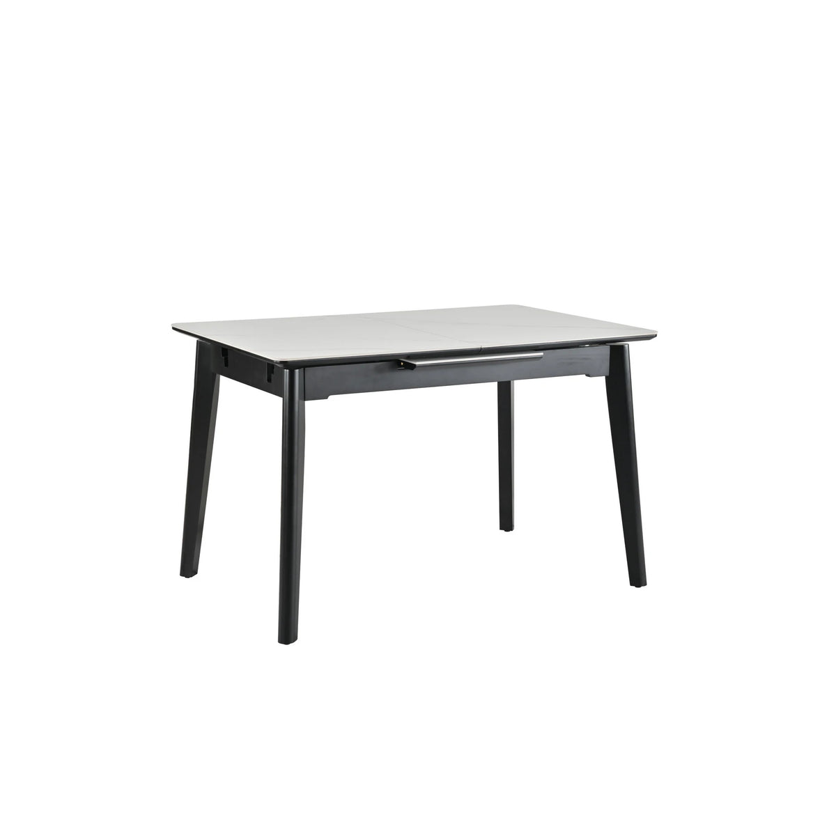 Masa extensibila OSTEN, alb cu efect de marmura/negru, 110/140x80x76 cm