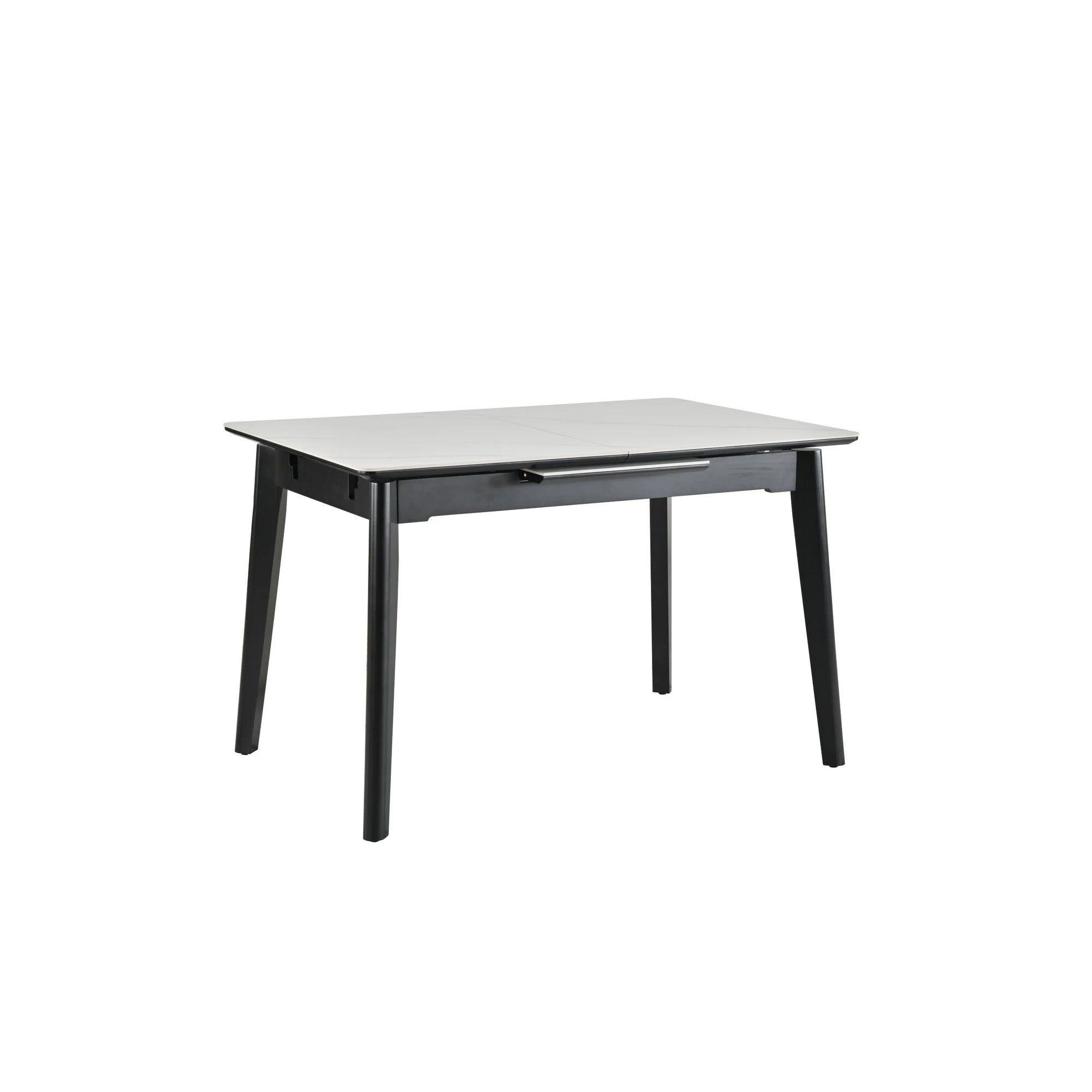 Masa extensibila OSTEN, alb cu efect de marmura/negru, 110/140x80x76 cm