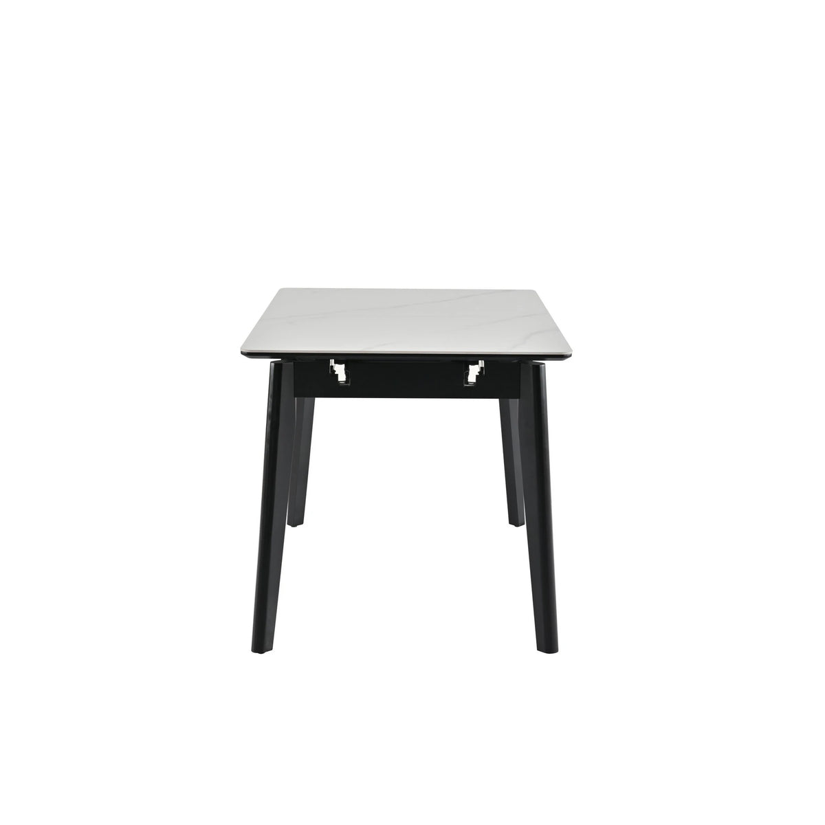 Masa extensibila OSTEN, alb cu efect de marmura/negru, 110/140x80x76 cm