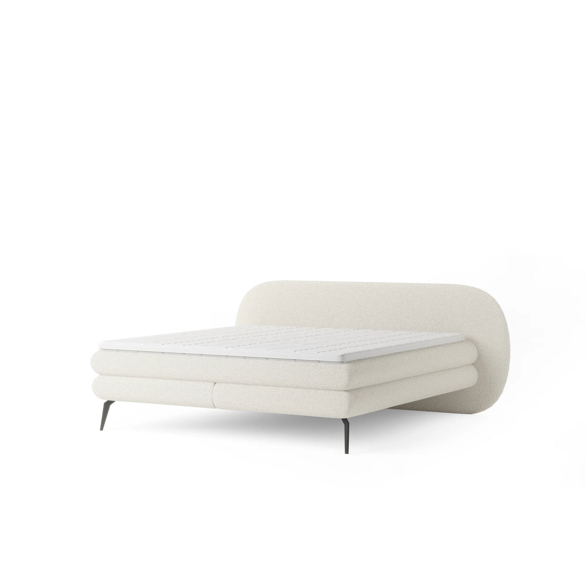 Pat boxspring OVO 140x200, personalizabil materiale Gama Premium, cu saltele si topper