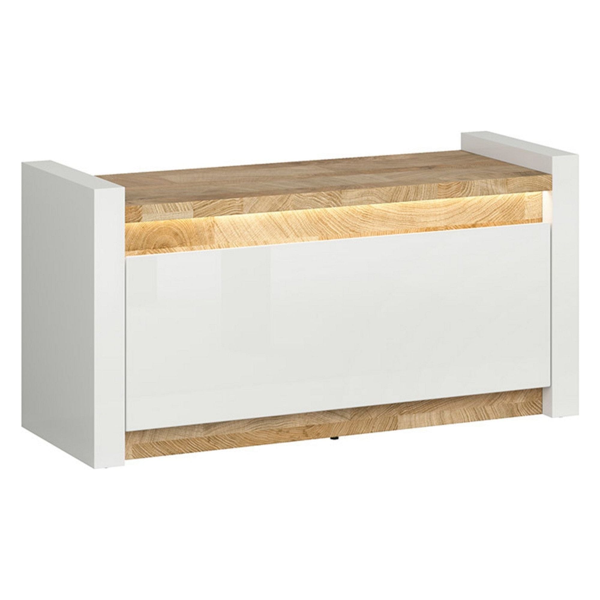 Pantofar ALAMEDA, alb/stejar, PAL, 100x37x51 cm