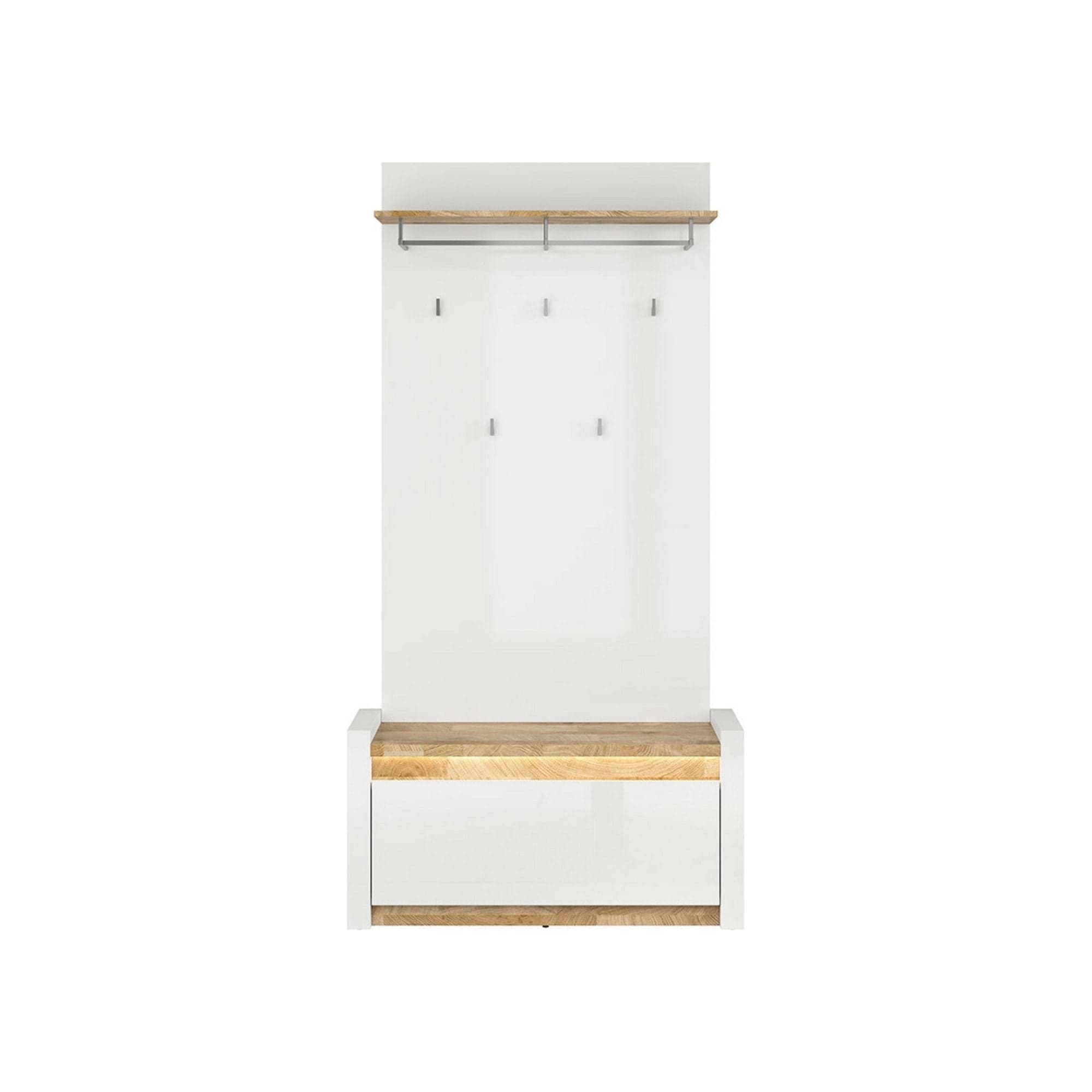 Pantofar ALAMEDA, alb/stejar, PAL, 100x37x51 cm