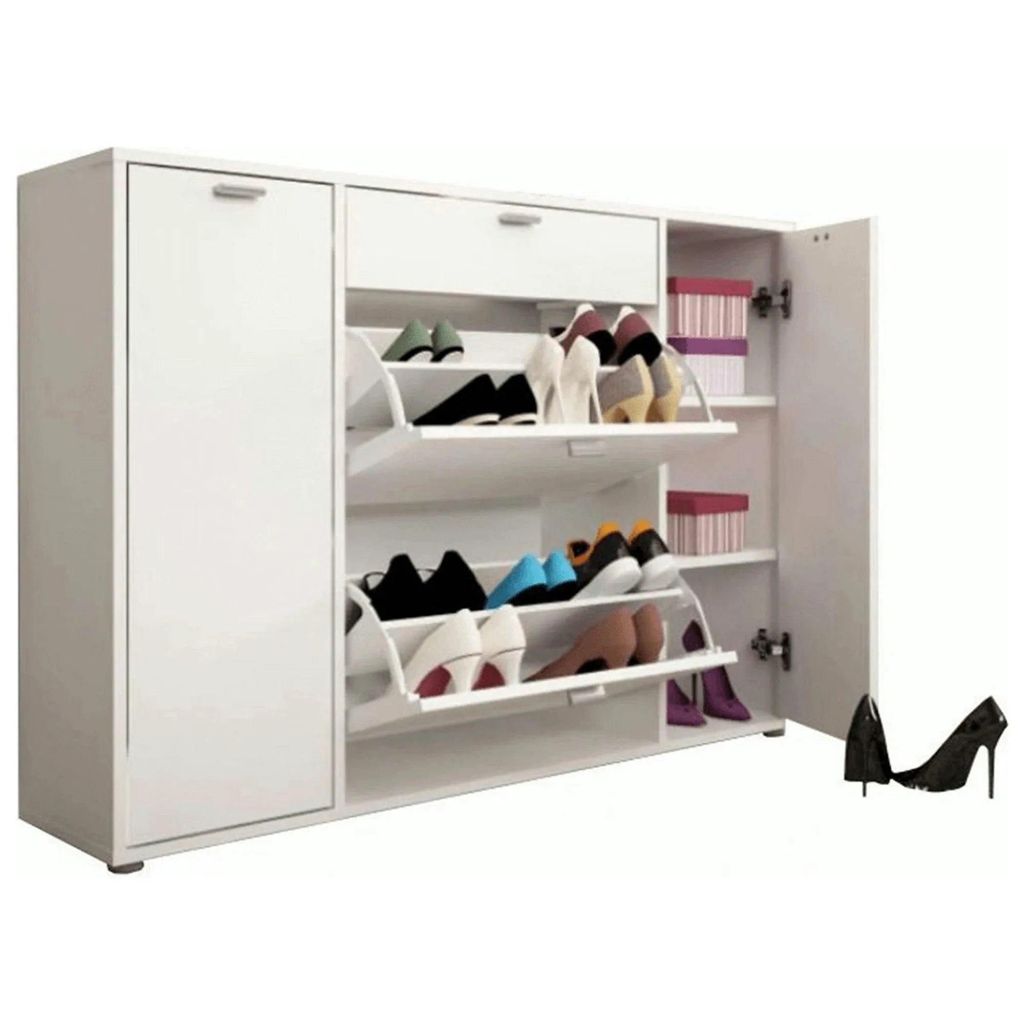 Pantofar ANABELA, alb, PAL melaminat, 120x28x85 cm