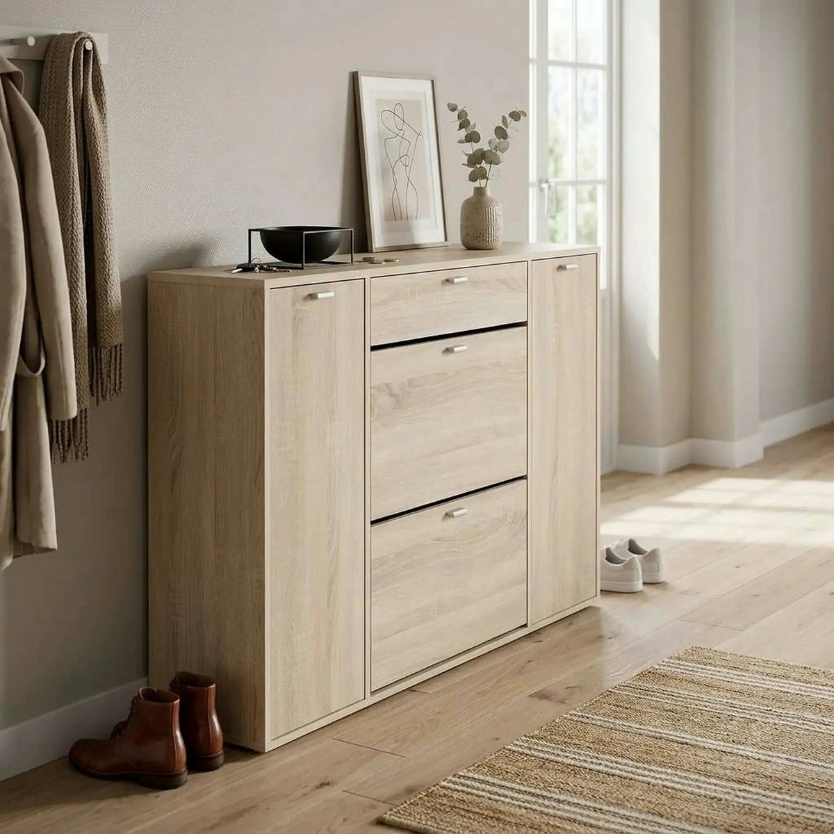 Pantofar ANABELA, stejar sonoma, PAL melaminat, 120x28x85 cm