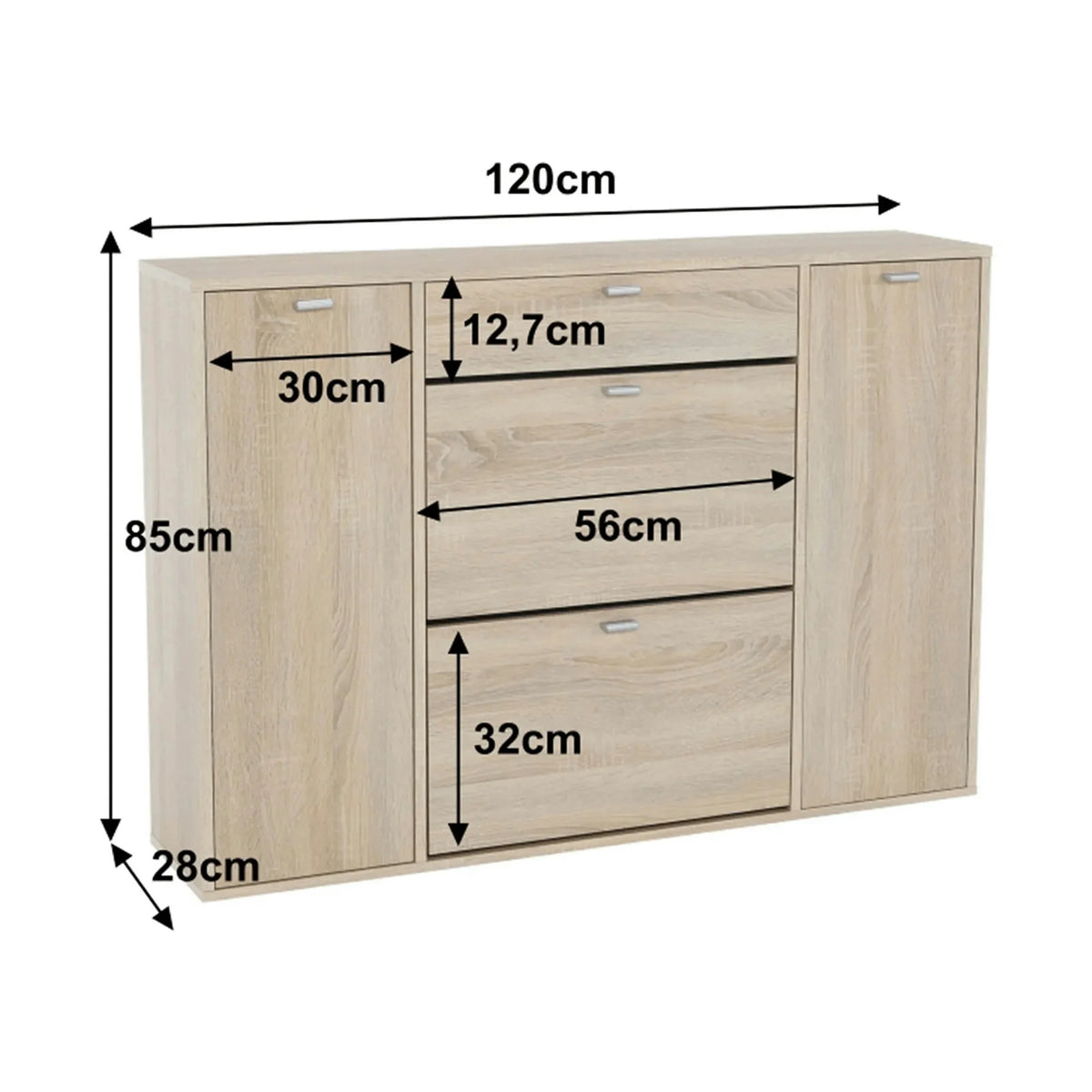 Pantofar ANABELA, stejar sonoma, PAL melaminat, 120x28x85 cm