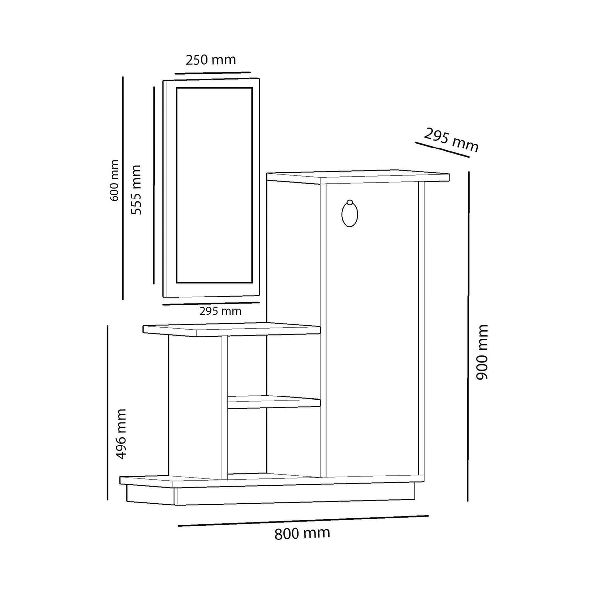 Pantofar ASIA, stejar/gri antracit, PAL melaminat, 80x30x90 cm