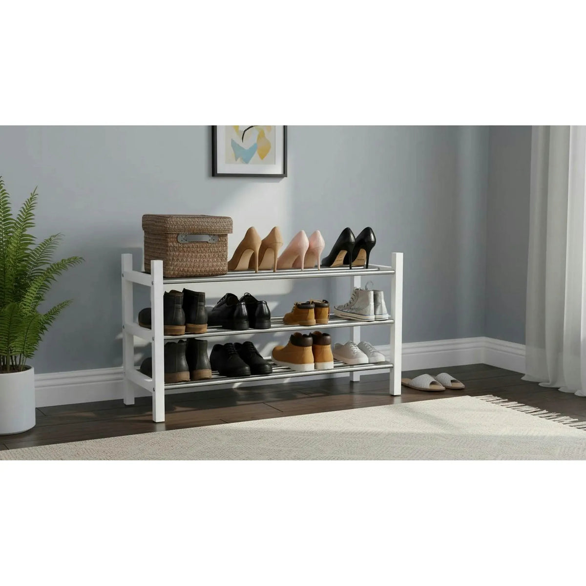 Pantofar BRESO, alb/argintiu, 100x30x37 cm
