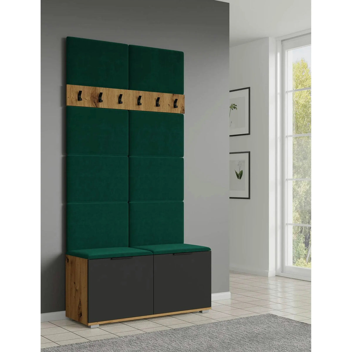 Pantofar CLIF ST-100, stejar artisan/gri antracit, PAL laminat, 100x38x48 cm