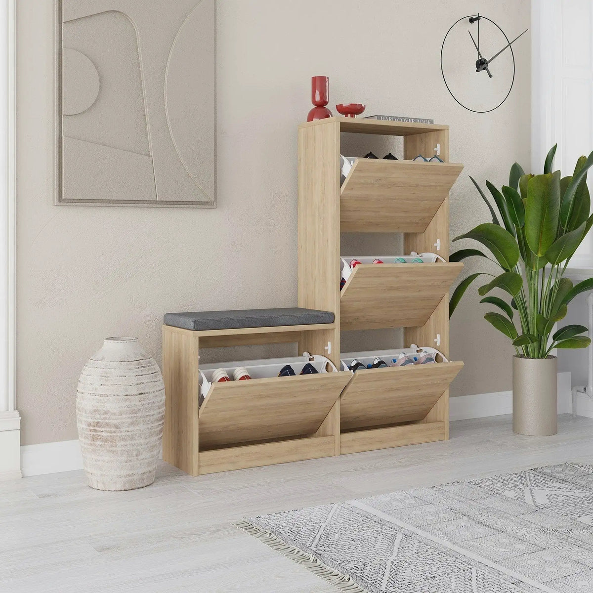 Pantofar DUDE, stejar, PAL melaminat, 105x26x119 cm