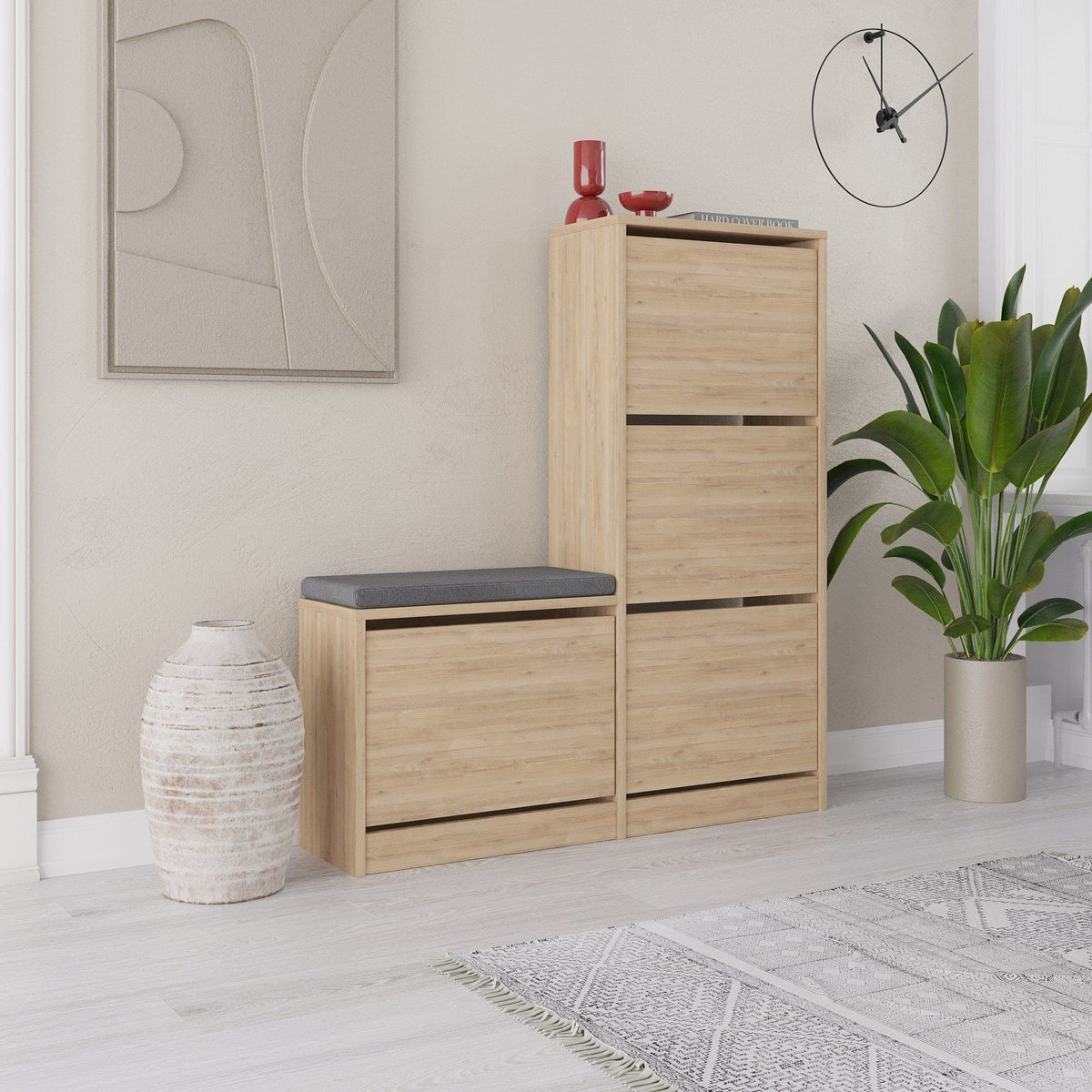 Pantofar DUDE, stejar, PAL melaminat, 105x26x119 cm