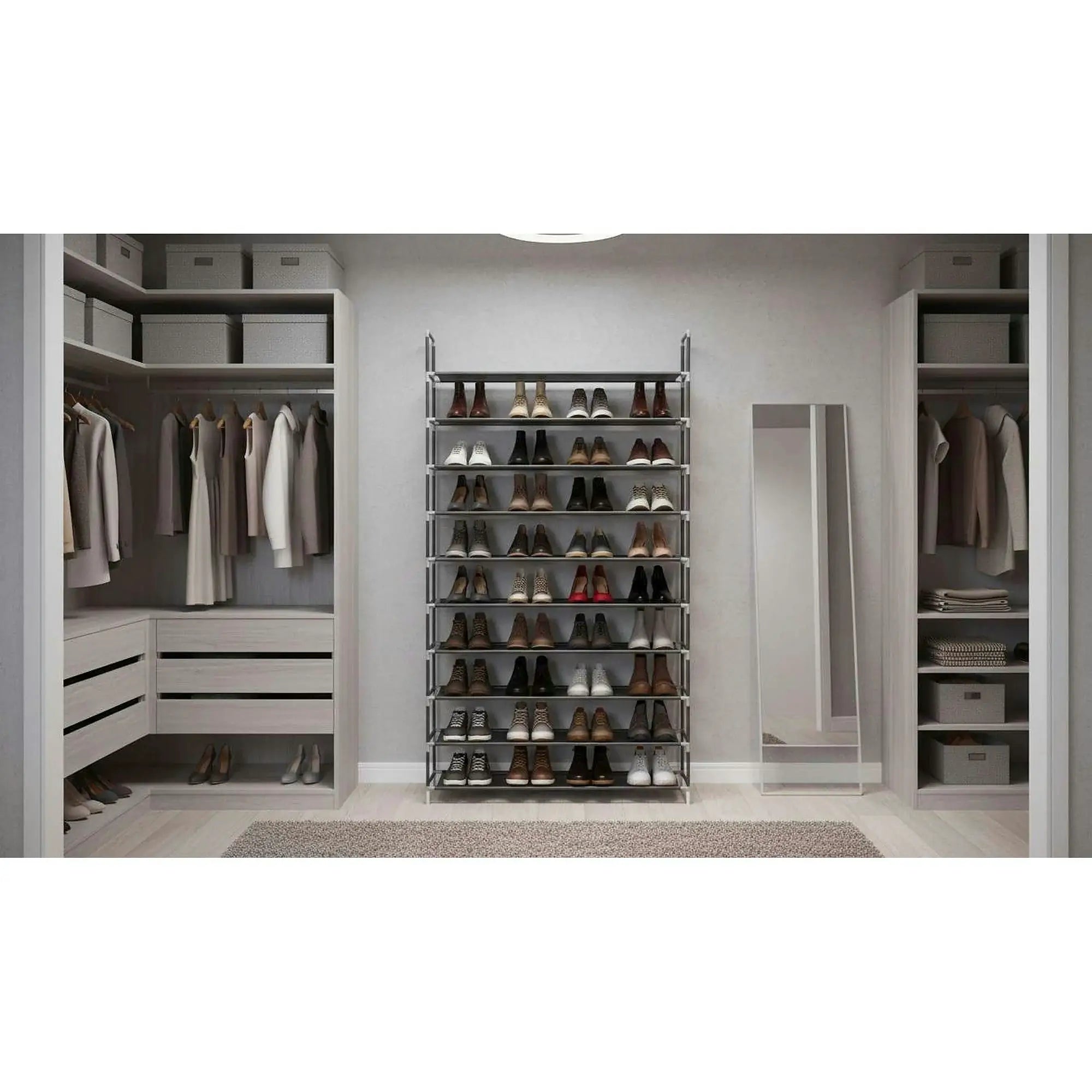 Pantofar FILOU, gri, metal/material textil, 100x27x175 cm