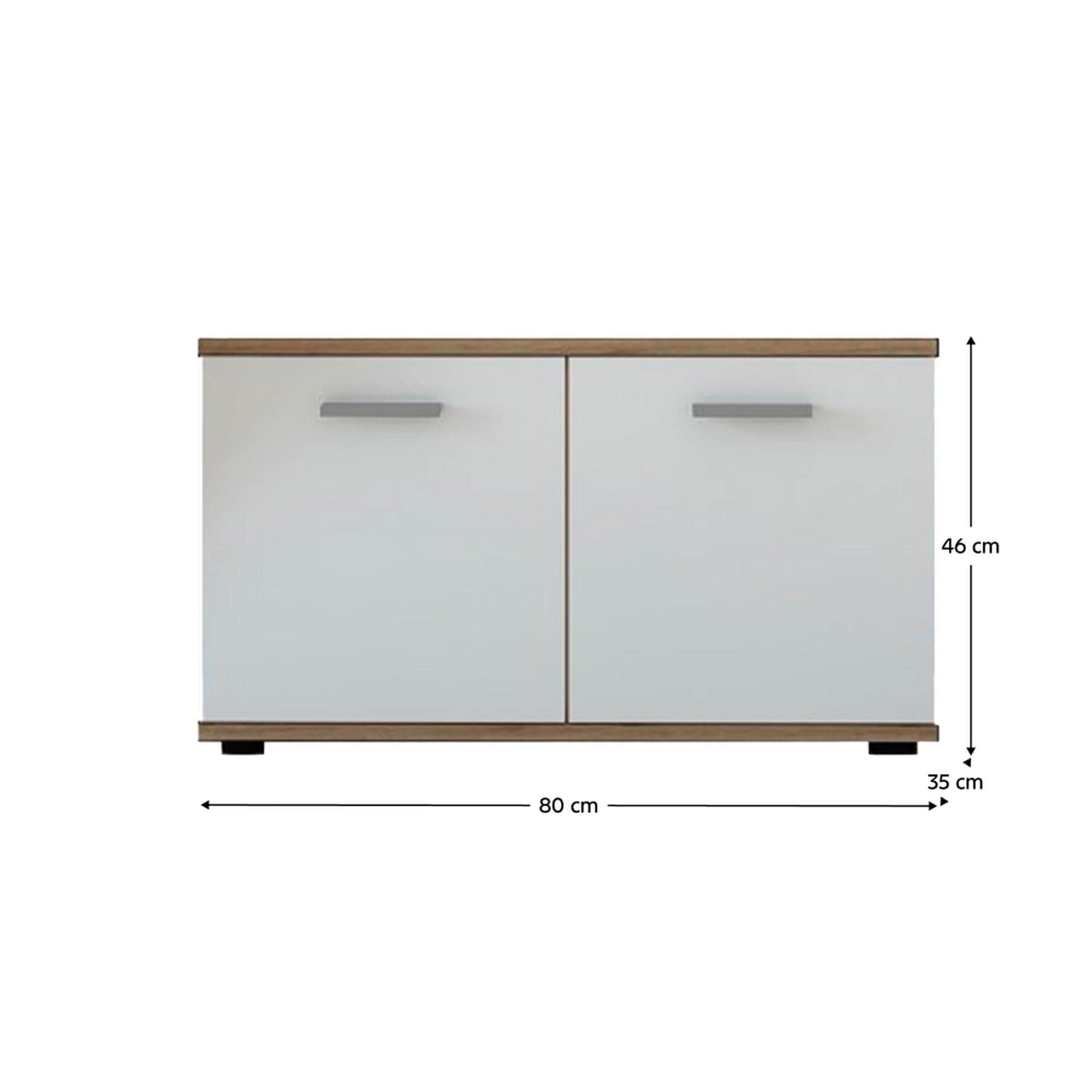 Pantofar IRIA C, stejar wotan/alb, PAL melaminat, 80x35x46 cm