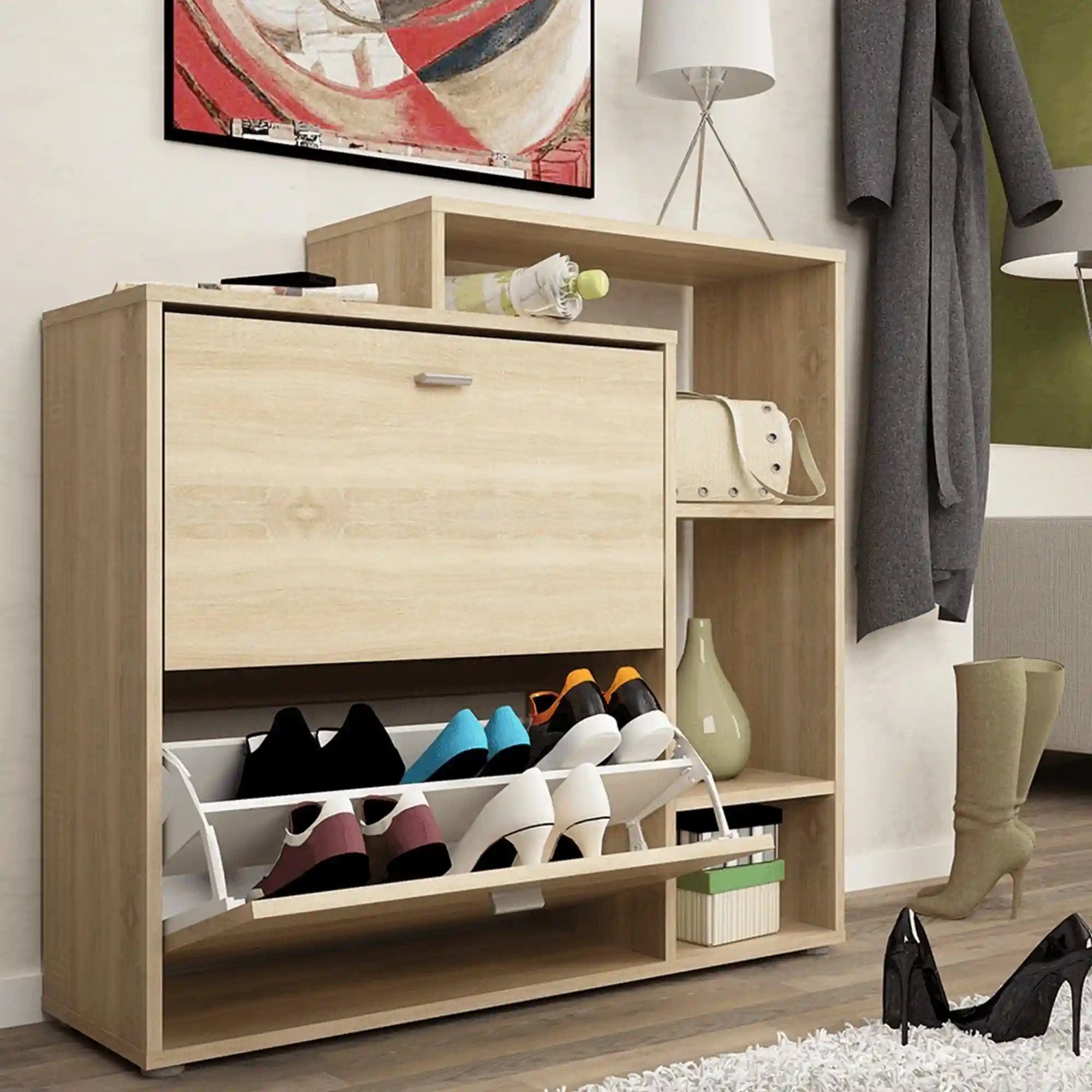 Pantofar IZABELA, stejar sonoma, PAL melaminat, 95x28x90 cm