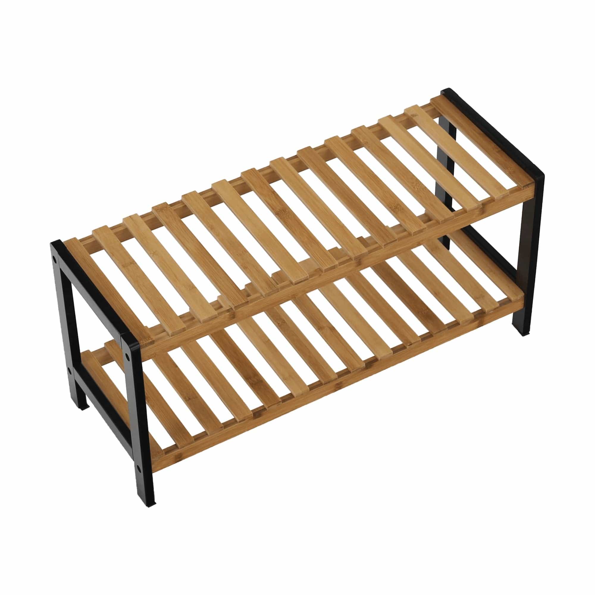 Pantofar KONTRE, negru/stejar, 70x26x34 cm