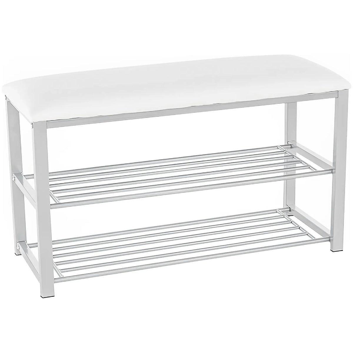 Pantofar LANGELLA, alb/crom, stofa clasica/metal, 81x31x49 cm