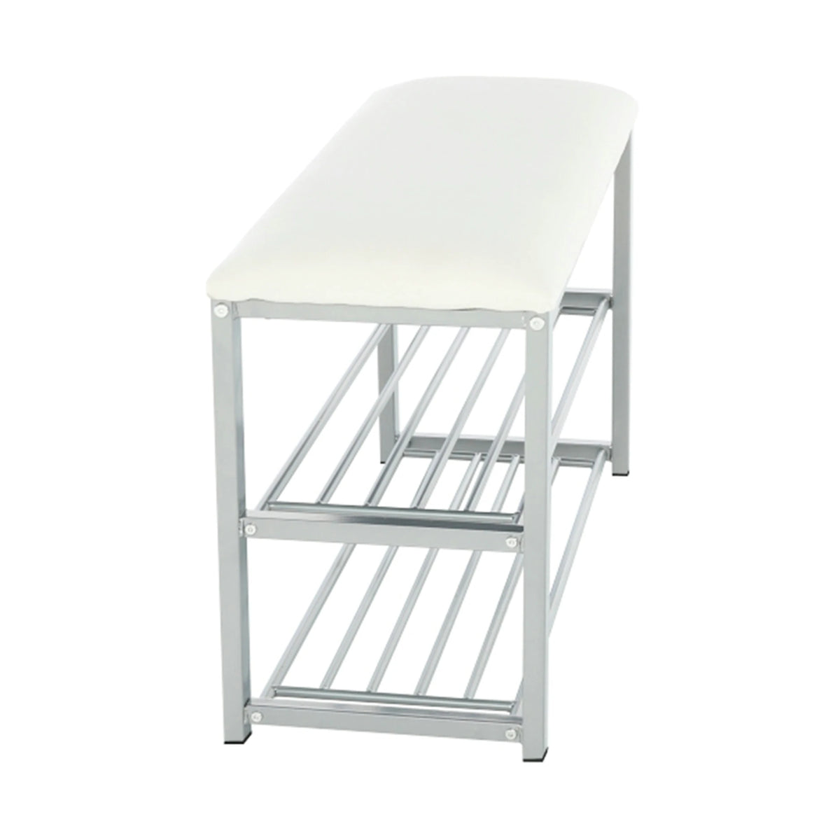 Pantofar LANGELLA, alb/crom, stofa clasica/metal, 81x31x49 cm