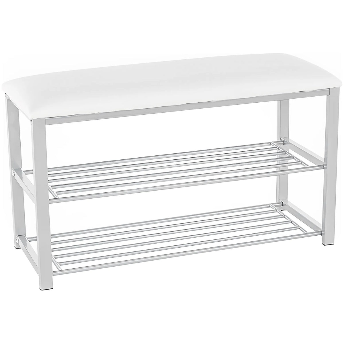 Pantofar LANGELLA, alb/crom, stofa clasica/metal, 81x31x49 cm