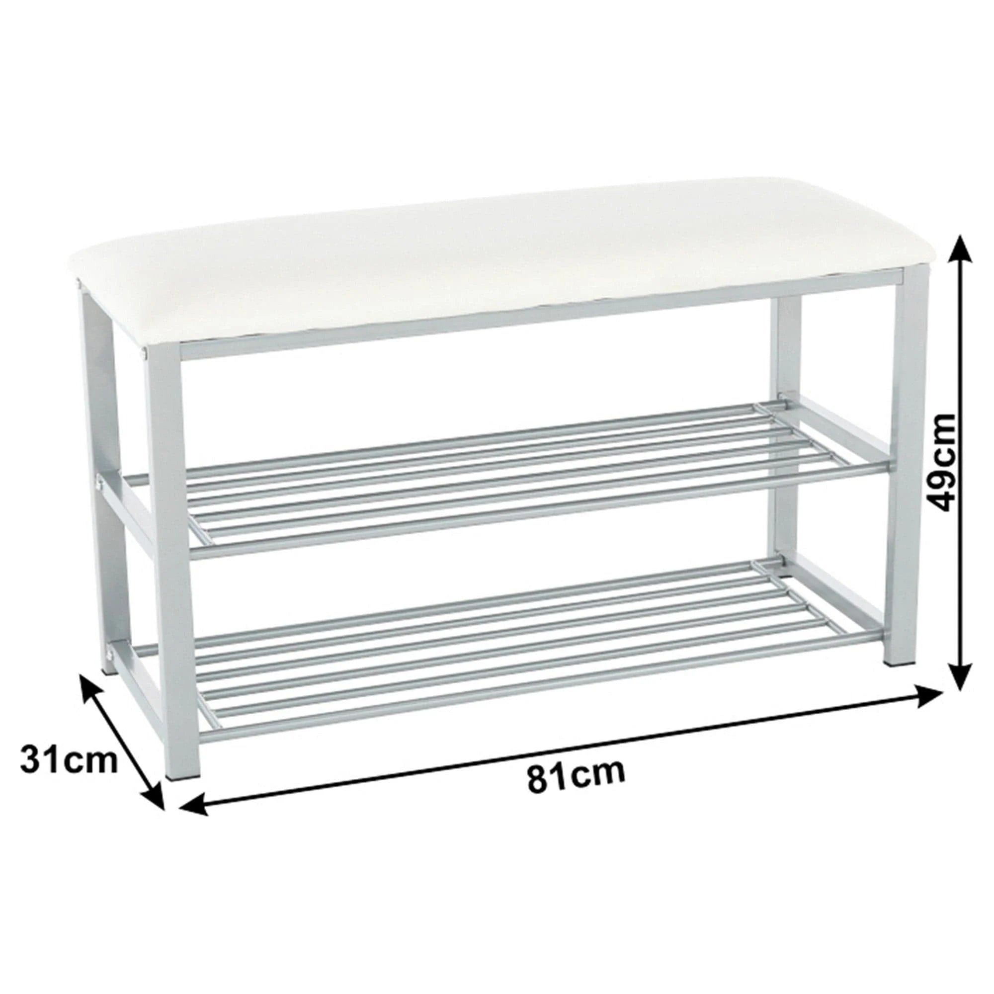 Pantofar LANGELLA, alb/crom, stofa clasica/metal, 81x31x49 cm