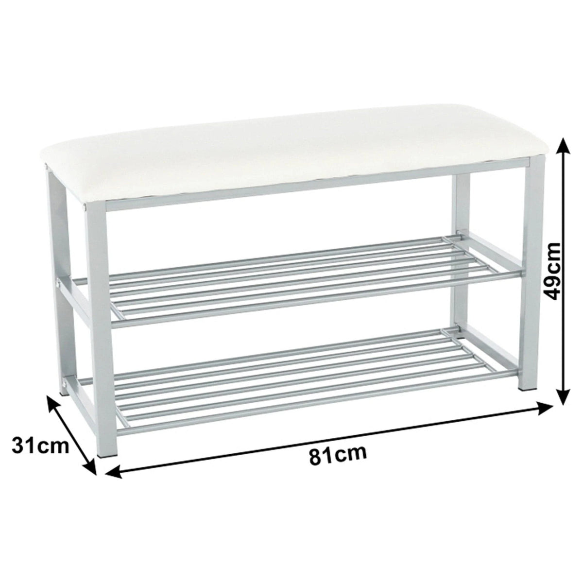 Pantofar LANGELLA, alb/crom, stofa clasica/metal, 81x31x49 cm