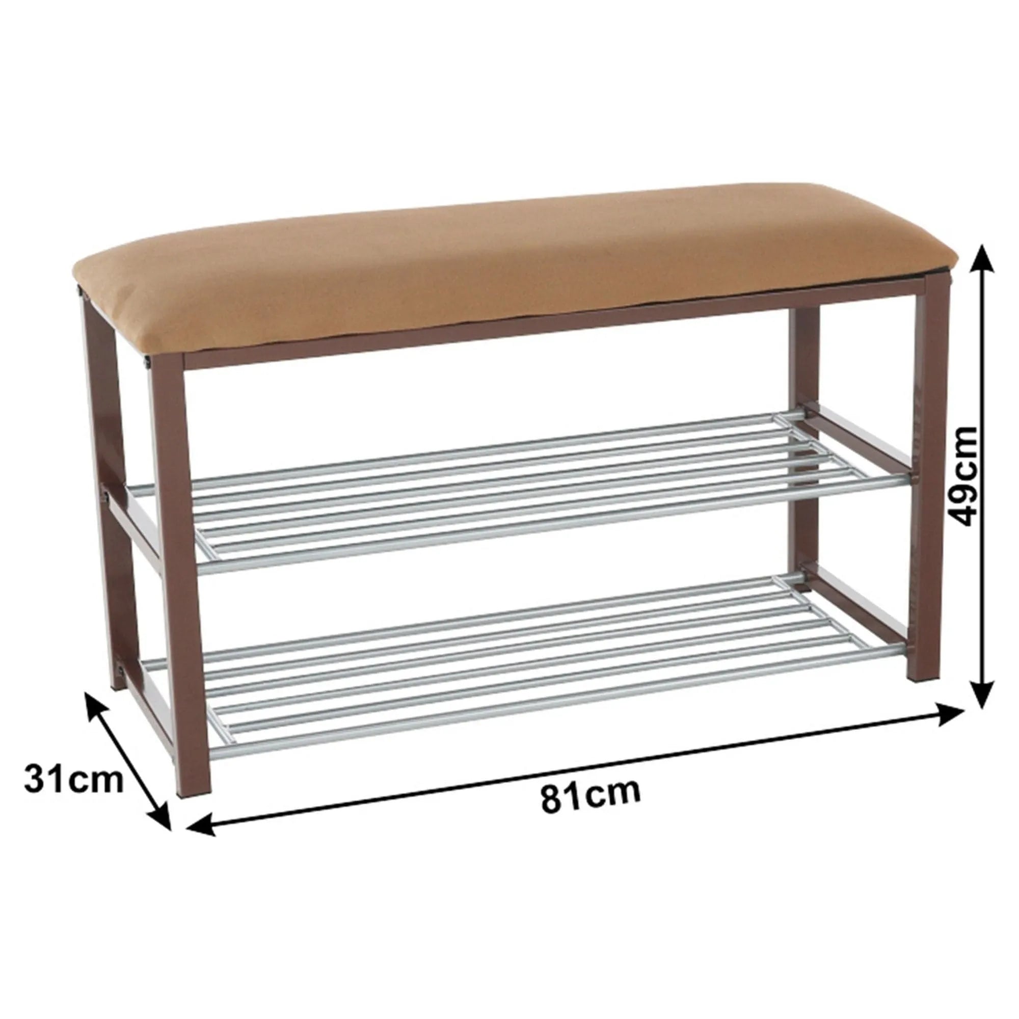 Pantofar LANGELLA, bej/crom, stofa clasica/metal, 81x31x49 cm