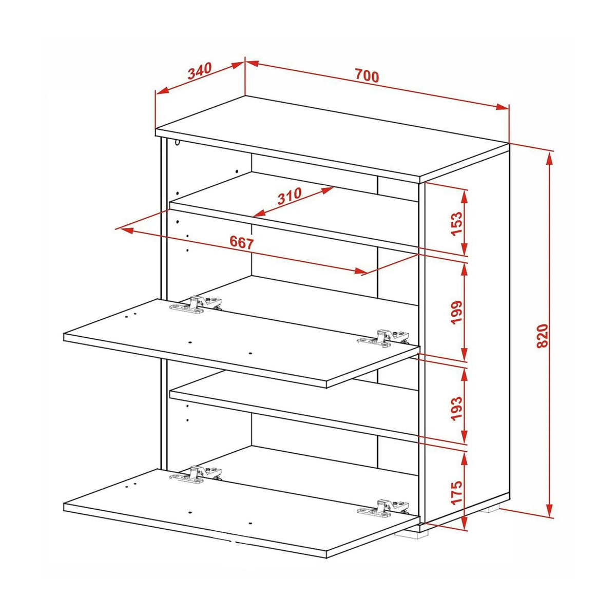 Pantofar LIMA ST3, stejar artisan, PAL laminat, 70x32x82 cm