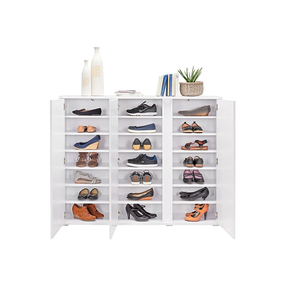 Pantofar LIV, alb, PAL laminat, 145x34x120 cm