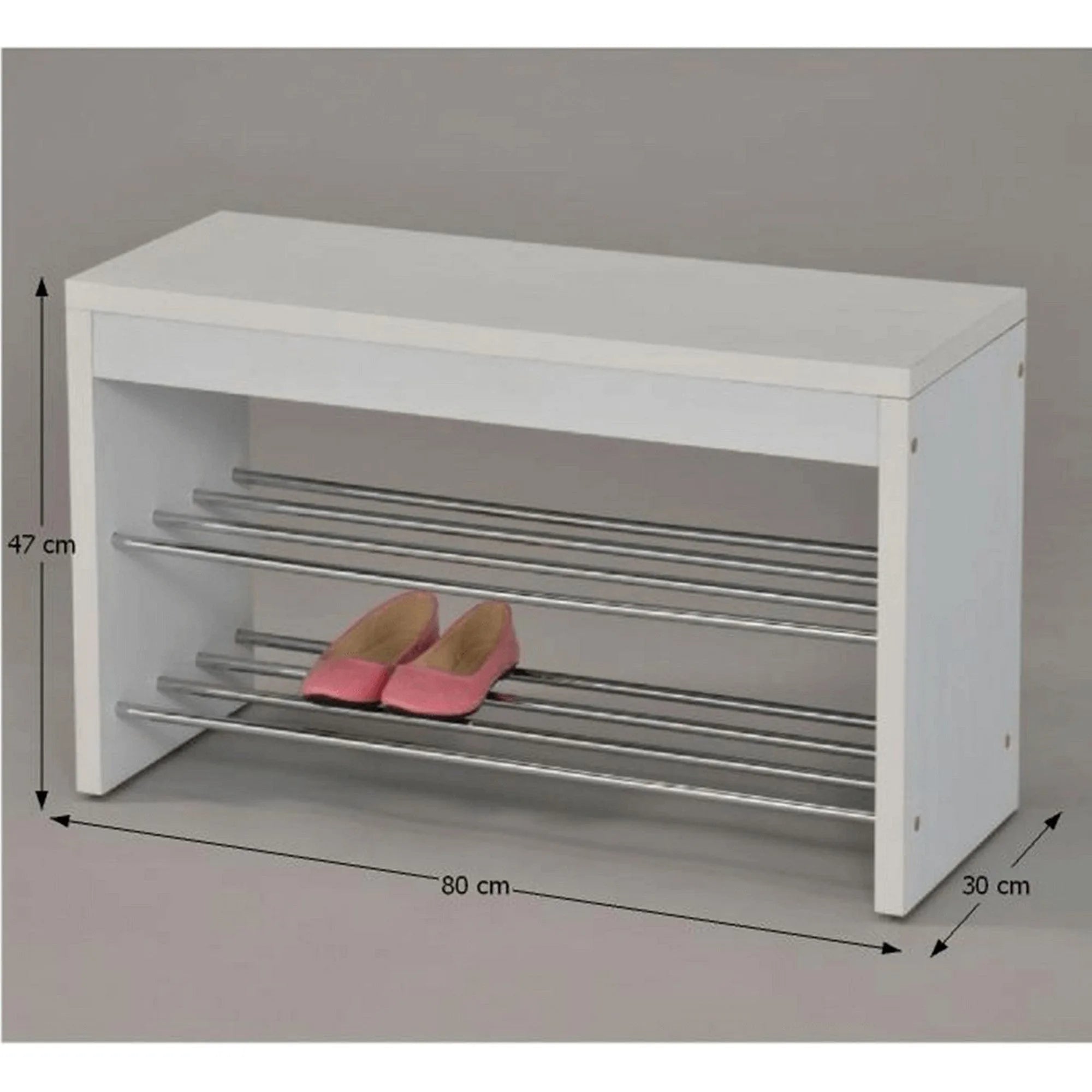 Pantofar LUSI A, alb/crom, 80x30x47 cm