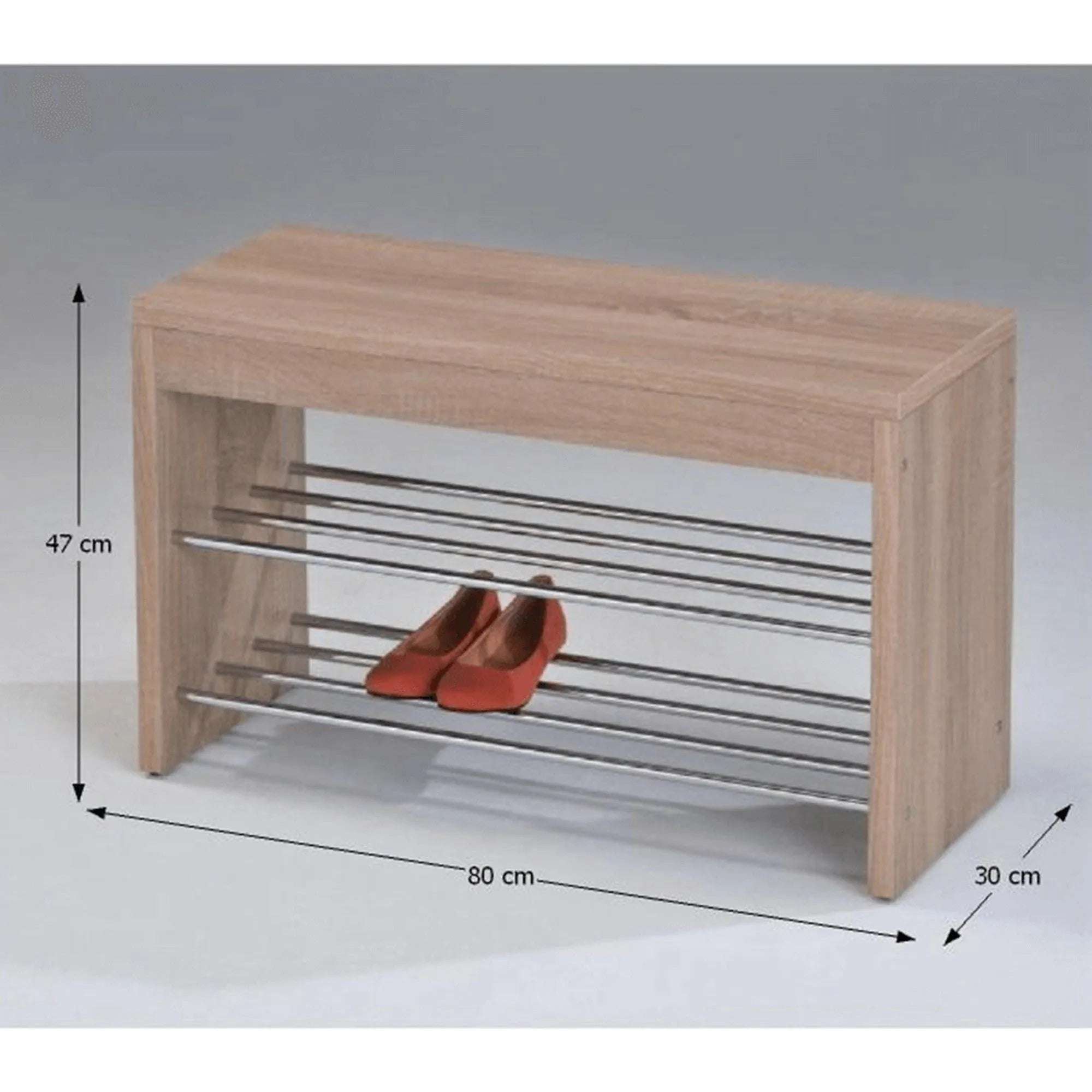 Pantofar LUSI A, stejar sonoma/crom, 80x30x47 cm