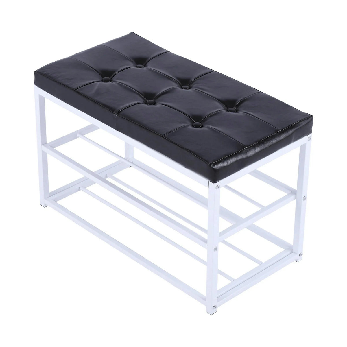 Pantofar LYROS, negru/alb, piele ecologica/metal, 70x35x45 cm