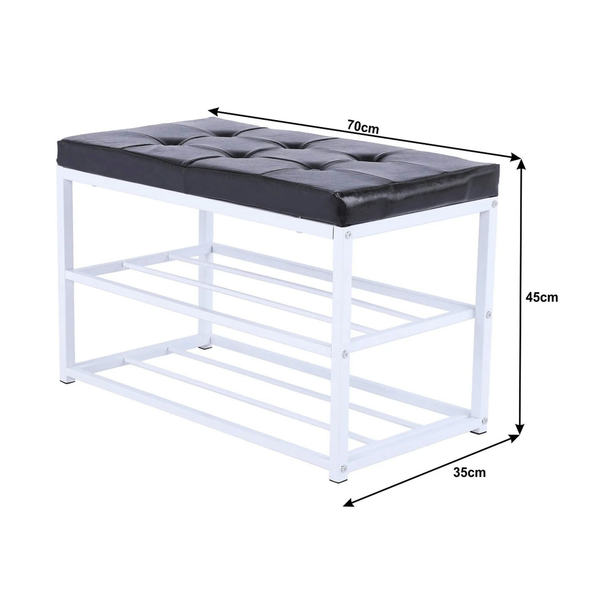 Pantofar LYROS, negru/alb, piele ecologica/metal, 70x35x45 cm