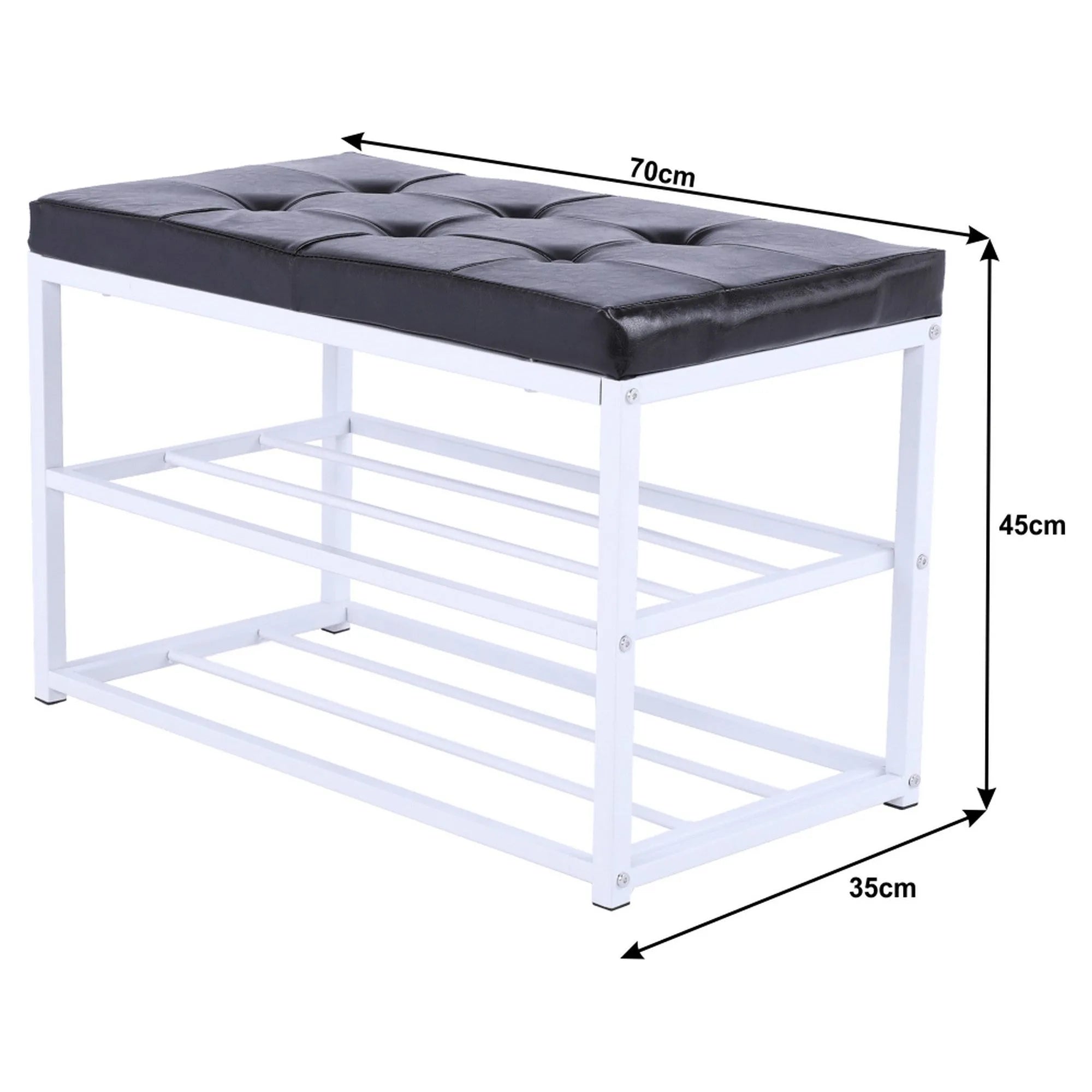 Pantofar LYROS, negru/alb, piele ecologica/metal, 70x35x45 cm