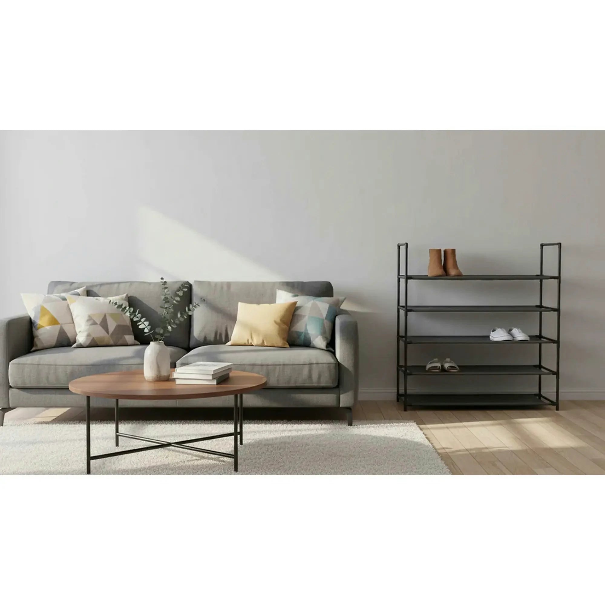 Pantofar MADILO, negru, metal/tesatura, 86x28x89 cm