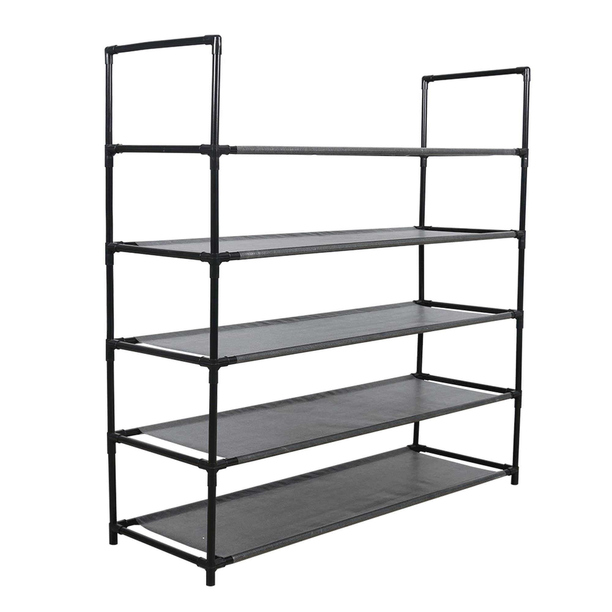 Pantofar MADILO, negru, metal/tesatura, 86x28x89 cm