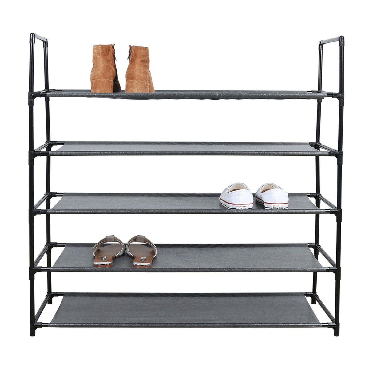 Pantofar MADILO, negru, metal/tesatura, 86x28x89 cm