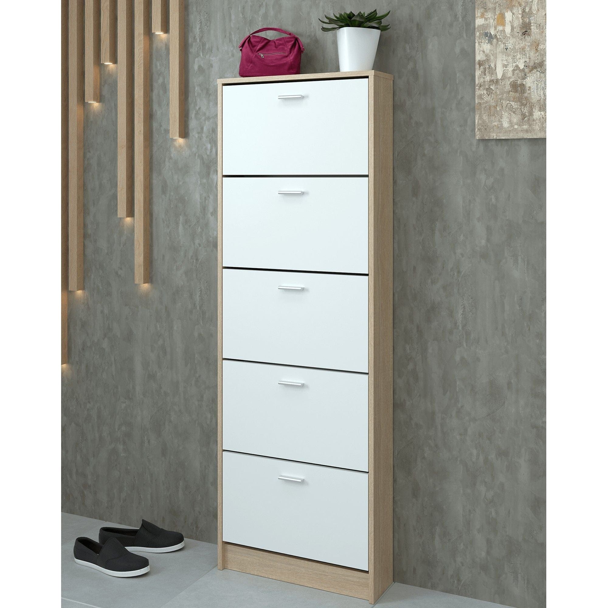 Pantofar MOBI 15, stejar sonoma/alb, DTD laminat, 58x18x170.2 cm