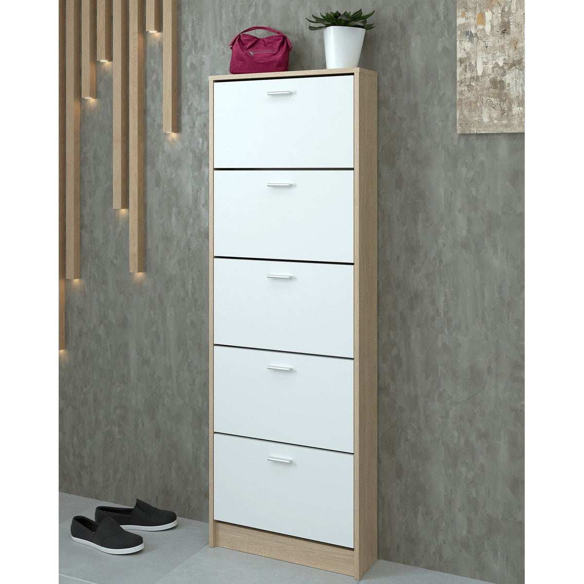 Pantofar MOBI 15, stejar sonoma/alb, DTD laminat, 58x18x170.2 cm