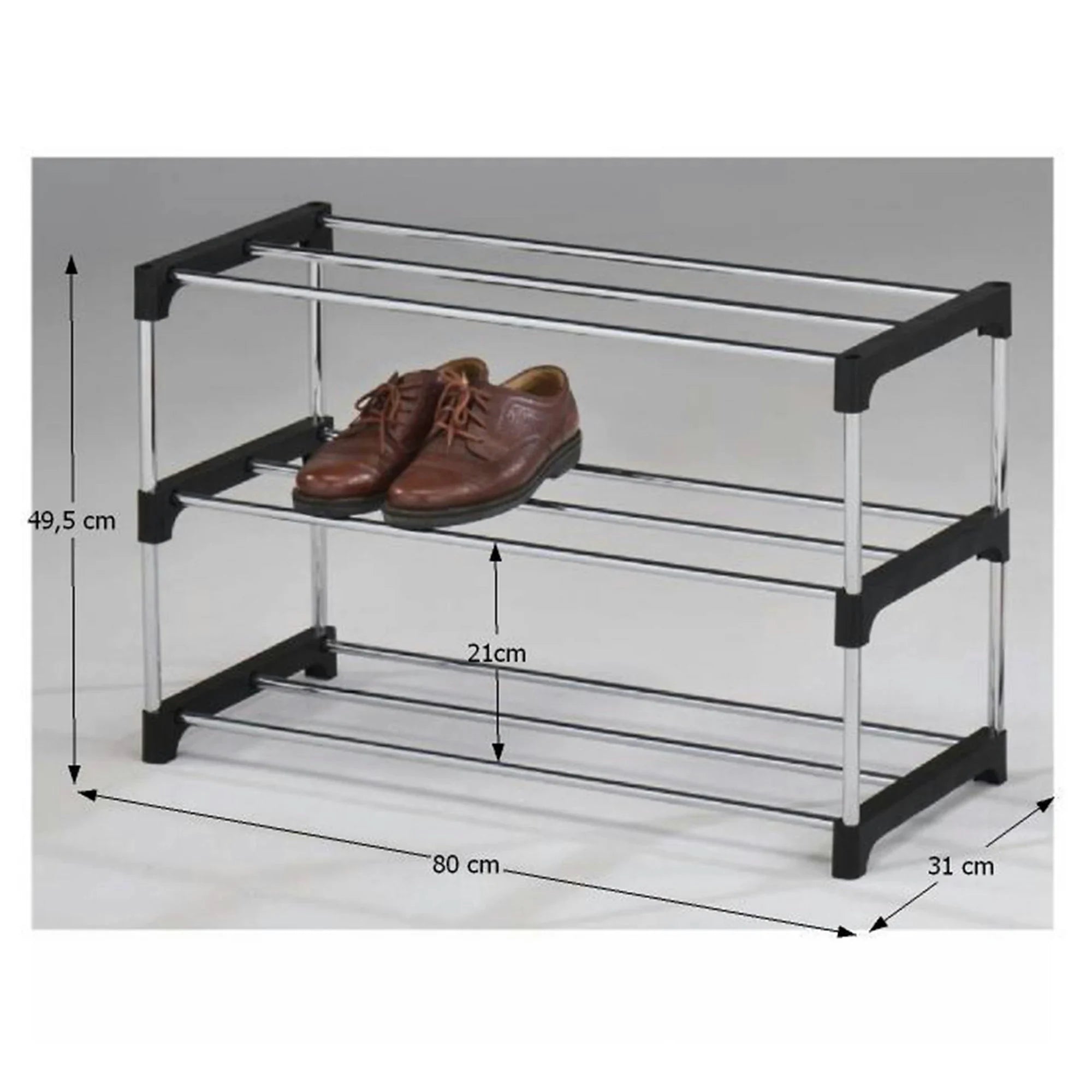 Pantofar MONTEGO, negru/crom, plastic/otel, 80x31x50 cm