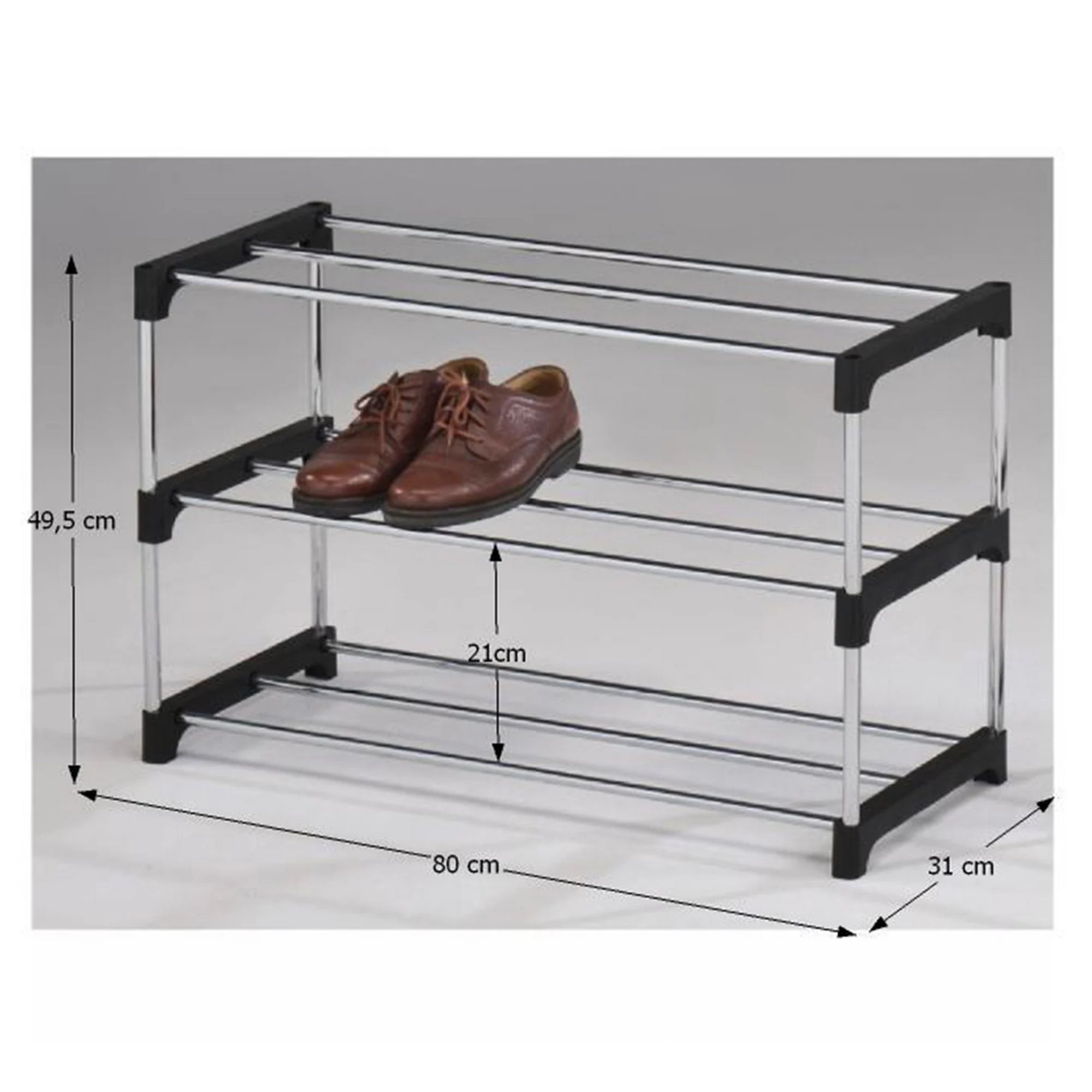 Pantofar MONTEGO, negru/crom, plastic/otel, 80x31x50 cm