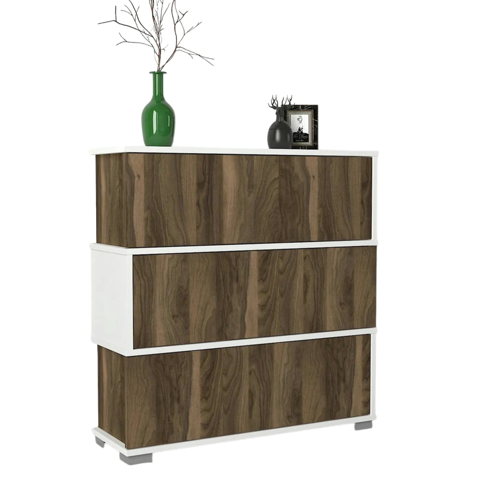 Pantofar NAPOLYON, alb/nuc, PAL melaminat, 90x30x93 cm