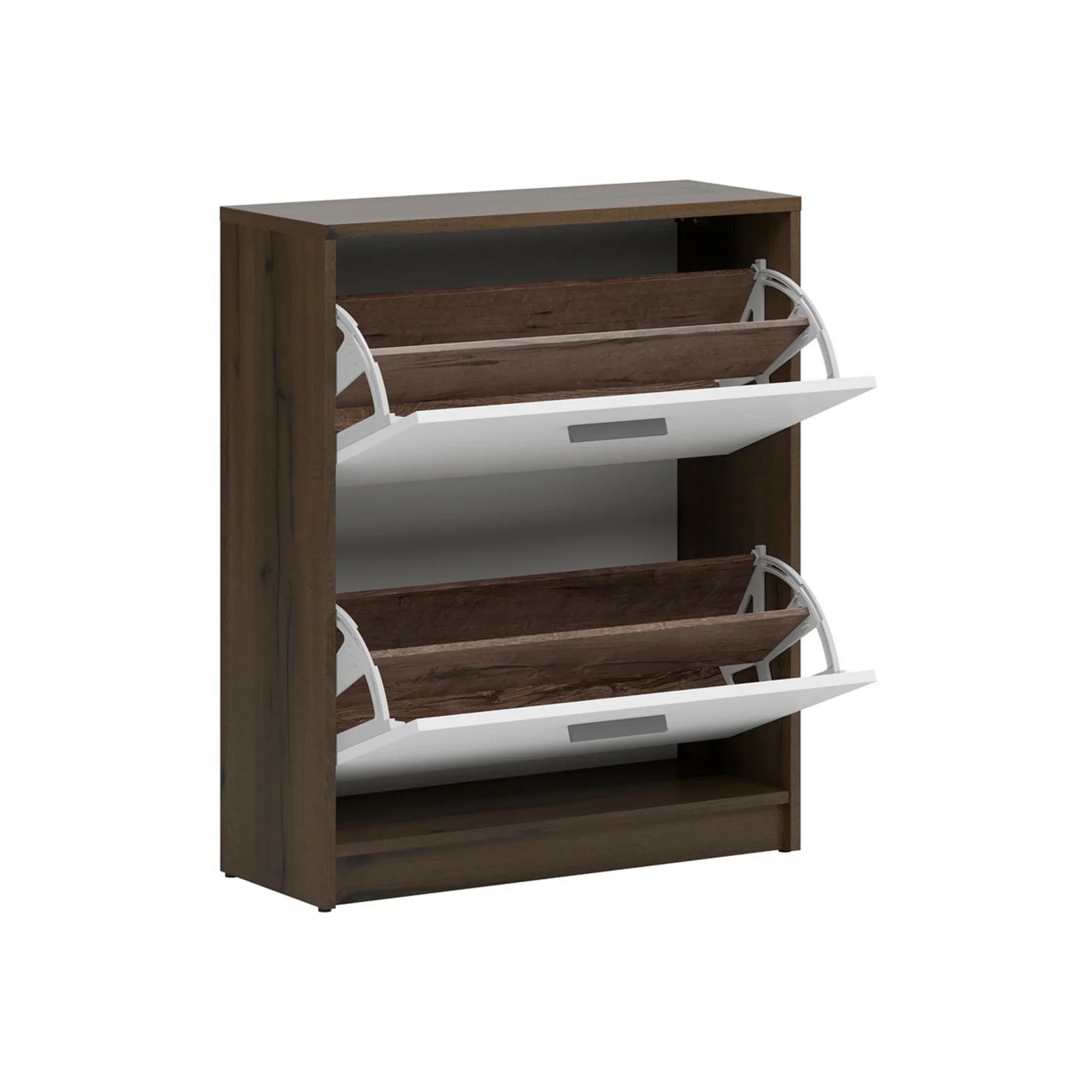 Pantofar NEPO PLUS, stejar inchis/alb, PAL laminat, 70x28x84 cm