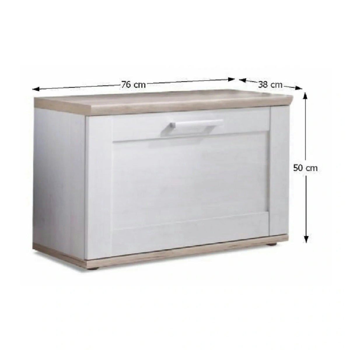 Pantofar PROVENSAL, alb/stejar San Remo, PAL infoliat, 76x38x50 cm