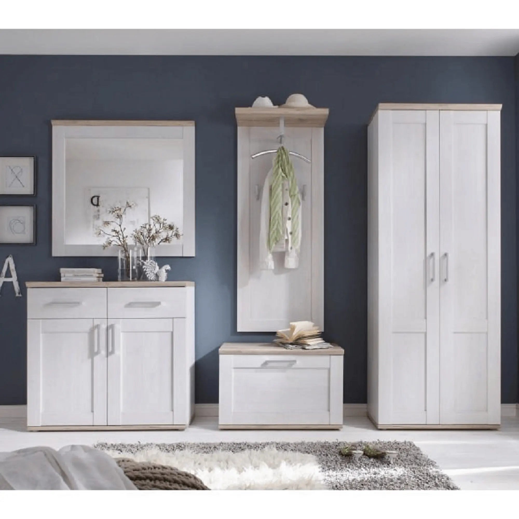 Pantofar PROVENSAL, alb/stejar San Remo, PAL infoliat, 76x38x50 cm