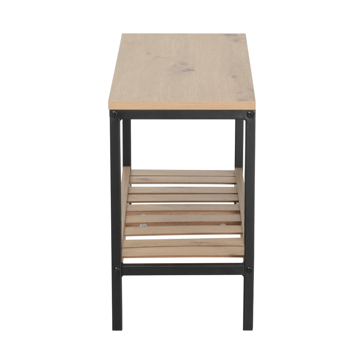 Pantofar REST, stejar/negru, DTD laminat/metal, 70x26x42 cm