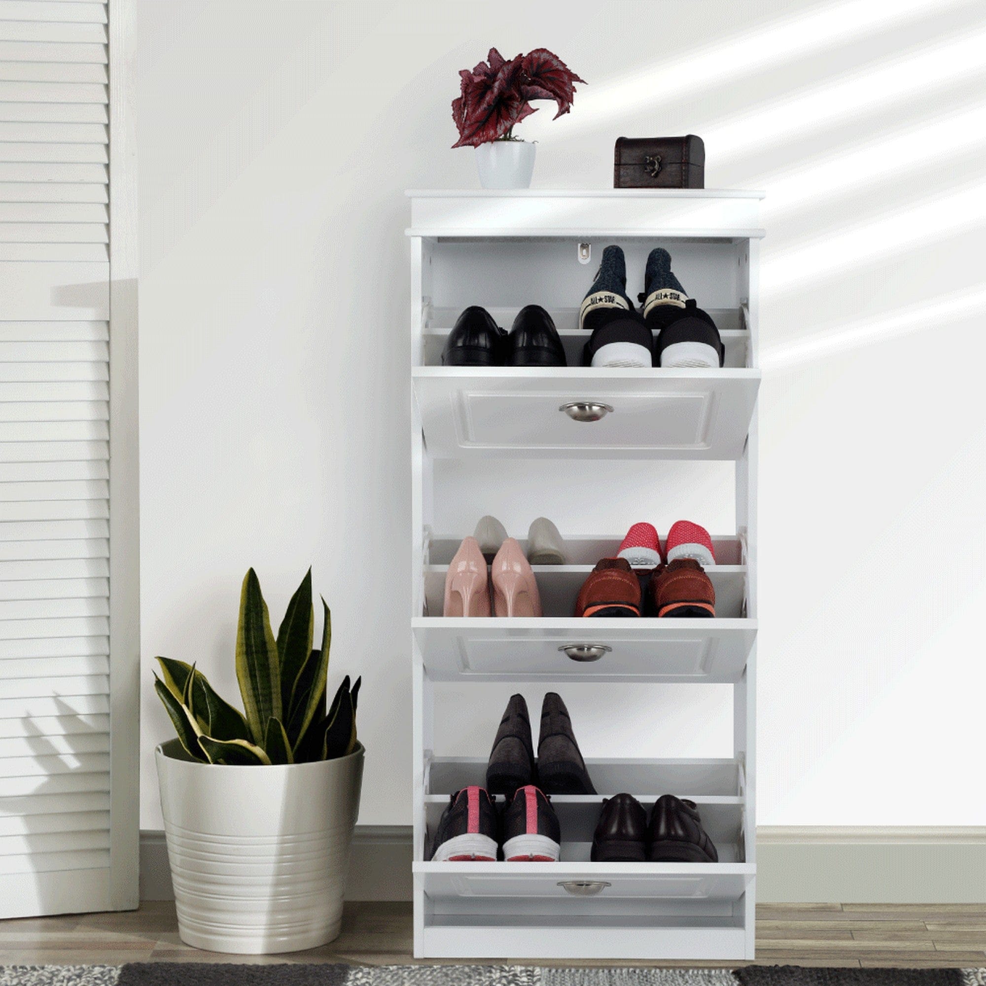 Pantofar SEBER TYP 2, alb, PAL, 54x24x117 cm