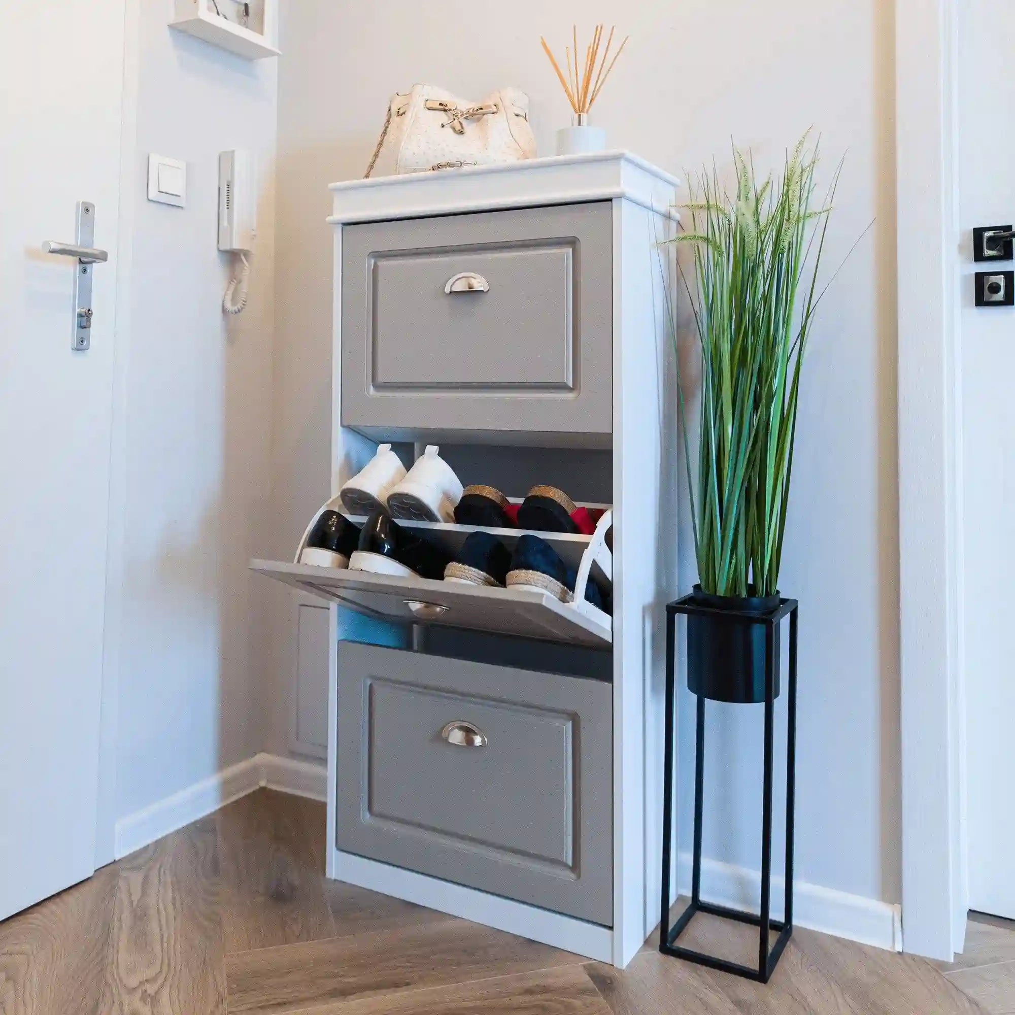 Pantofar SEBER TYP 2, gri/alb, PAL, 53.5x24x117 cm