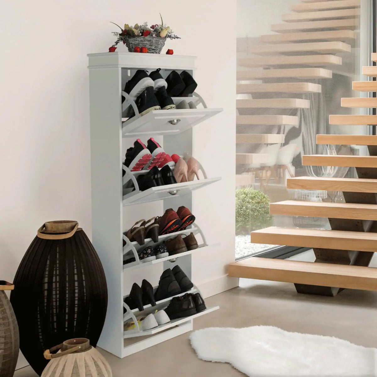 Pantofar SEBER TYP 3, alb, PAL, 54x24x152 cm